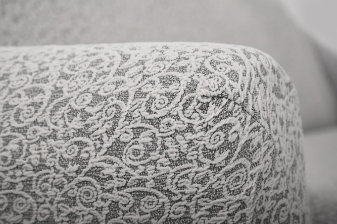Чехол на угловой диван с оборкой Venera "Жаккард", цвет светло-серый фото 4