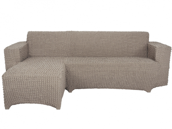 Чехол на угловой диван с оттоманкой CONCORDIA, выступ справа, цвет бежевый фото 9