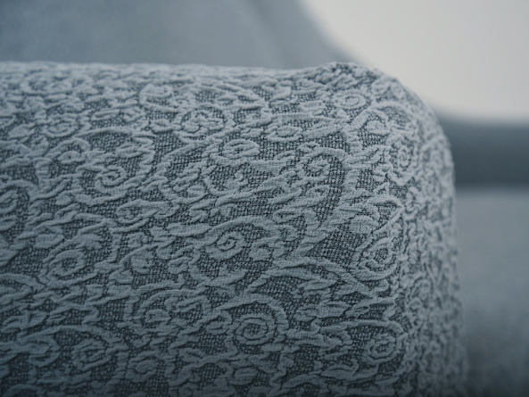 Чехол на трёхместный диван без оборки Venera "Жаккард", цвет серый фото 8