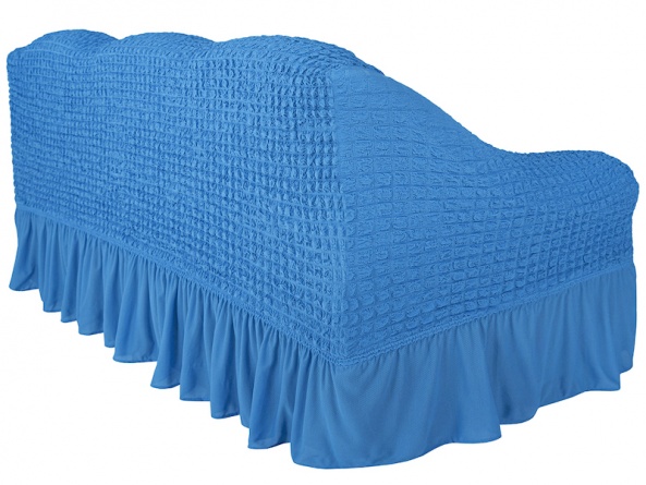 Комплект чехлов на трехместный диван и два кресла с оборкой Concordia, цвет синий фото 3