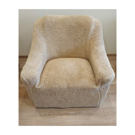 Комплект чехлов на трехместный диван и два кресла плюшевый Venera, цвет бежевый фото 1