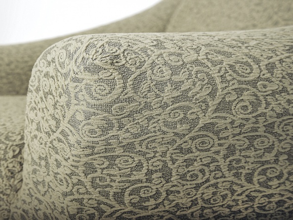 Чехол на трёхместный диван с оборкой Venera "Жаккард", цвет светло-бежевый фото 8