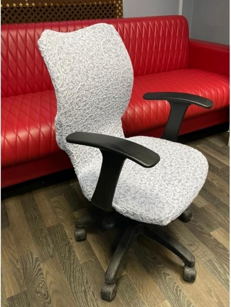 Чехол на стул без оборки Venera "Жаккард", цвет белый, 1 предмет фото 11