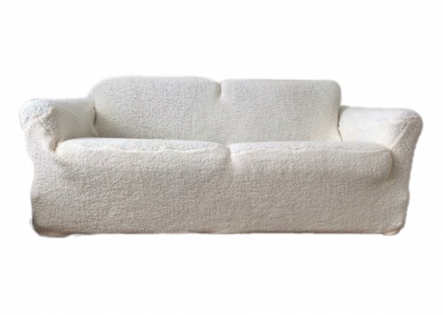 Чехол на трёхместный диван плюшевый Venera, цвет молочный фото 4