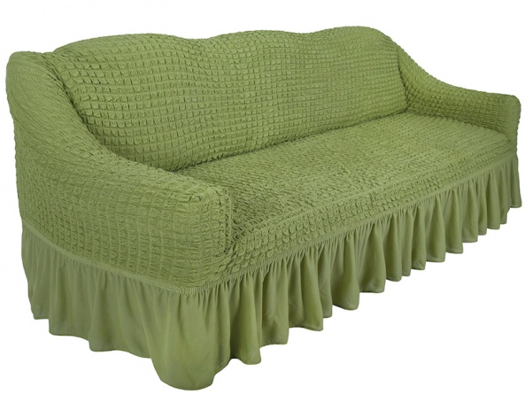 Чехол на трехместный диван с оборкой CONCORDIA, цвет оливковый фото 2