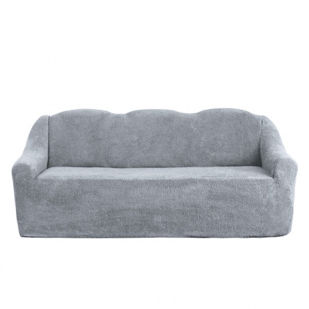 Комплект чехлов на трехместный диван и два кресла плюшевый Venera, цвет серый фото 2
