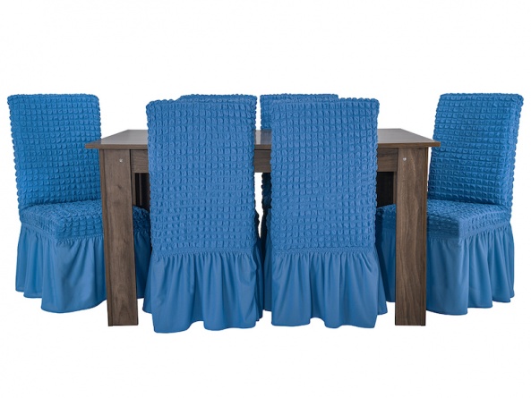 Чехлы на стулья с оборкой Venera, цвет синий, комплект 6 штук фото 1