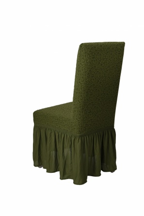 Чехлы на стулья с оборкой Venera "Жаккард", цвет зёленый, комплект 6 штук фото 5