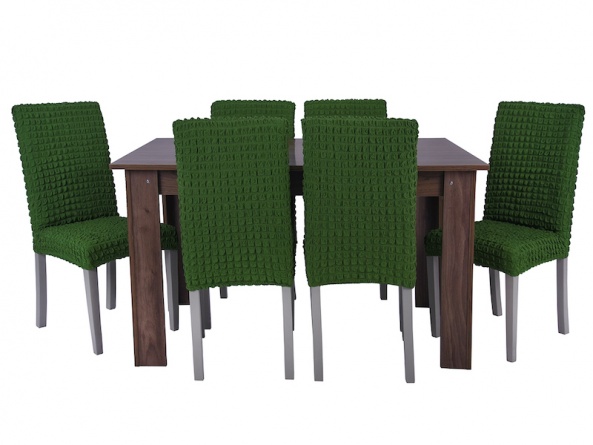 Чехлы на стулья без оборки Venera, цвет зеленый, комплект 6 штук фото 1