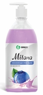 Жидкое крем-мыло Grass "Milana", Черника в йогурте с дозатором 1 л. фото 1