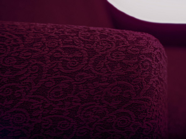 Чехол на трёхместный диван без оборки Venera "Жаккард", цвет бордовый фото 5