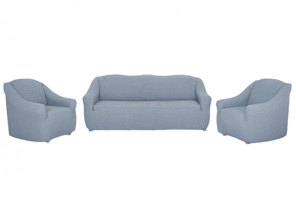 Комплект чехлов на диван и кресла без оборки Concordia, цвет серый, 3 предмета фото 7