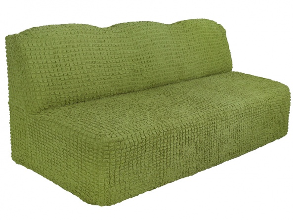 Чехол на трехместный диван без подлокотников и оборки Venera, цвет оливковый фото 2