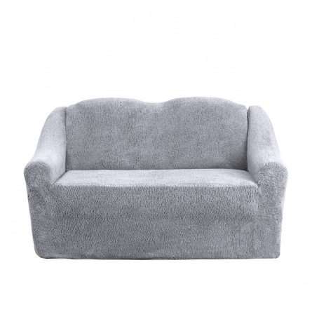 Чехол на двухместный диван плюшевый Venera, цвет серый фото 1