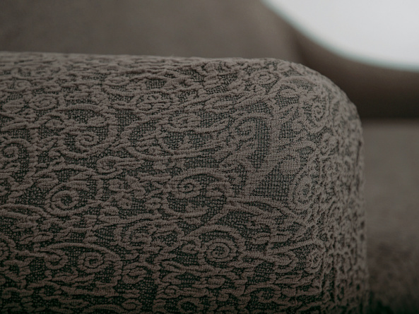 Чехол на трёхместный диван без оборки Venera "Жаккард", цвет коричневый фото 9