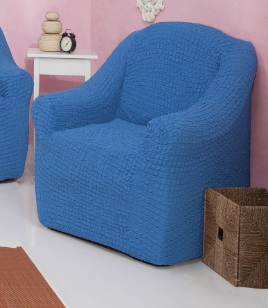 Чехол на кресло без оборки Venera, цвет синий фото 2