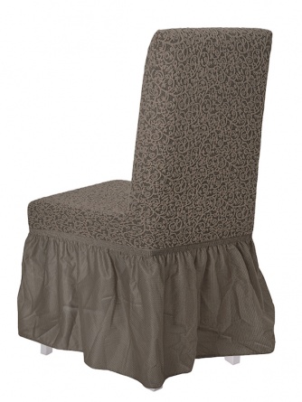 Чехол на стул с оборкой Venera "Жаккард", цвет бежевый, 1 предмет фото 2