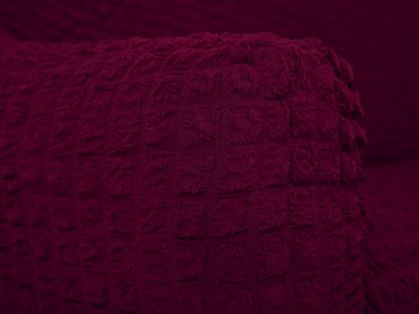 Чехол на угловой диван с оборкой Venera, цвет бордовый фото 10