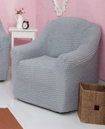 Комплект чехлов на диван и кресла без оборки CONCORDIA, цвет серый, 3 предмета фото 3