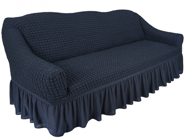 Комплект чехлов на трехместный диван и два кресла с оборкой Concordia, цвет темно-серый фото 2