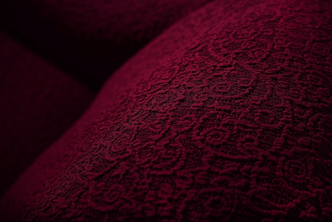 Чехол на угловой диван с оборкой Venera "Жаккард", цвет бордовый фото 4
