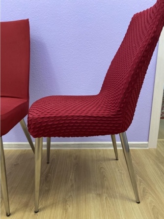 Чехлы на стулья без оборки Venera, цвет бордовый, комплект 6 штук фото 5