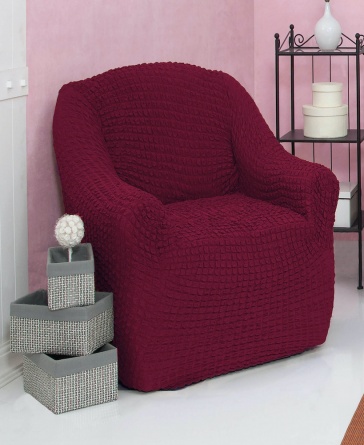 Чехол на кресло без оборки Venera, цвет бордовый фото 1