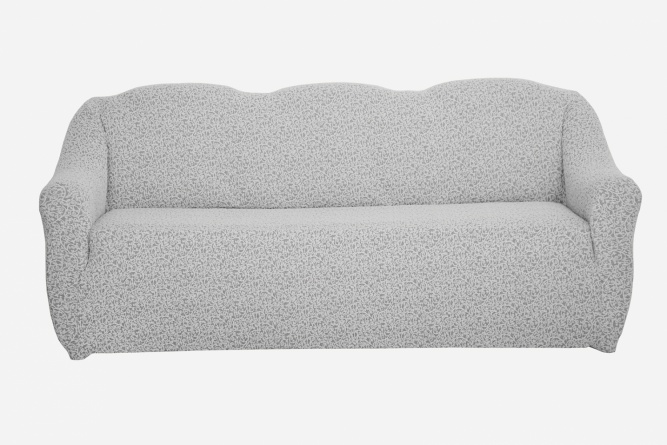Чехол на трёхместный диван без оборки Venera "Жаккард", цвет светло-серый фото 2
