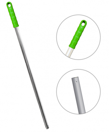 Ручка для держателя мопов без резьбы, 140 см, d=22 мм, алюминий, зелёный, кольцо фото 1