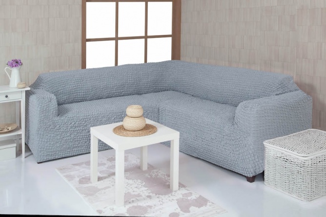 Чехол на угловой диван без оборки Concordia, цвет серый фото 1