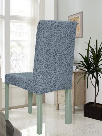 Чехол на стул без оборки Venera "Жаккард", цвет серый, 1 предмет фото 2