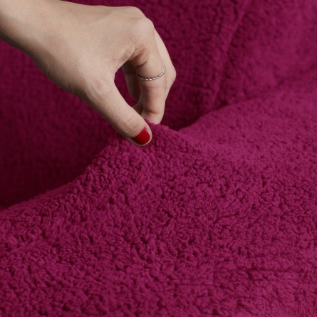 Чехол на угловой диван плюшевый Venera, цвет бордовый фото 2