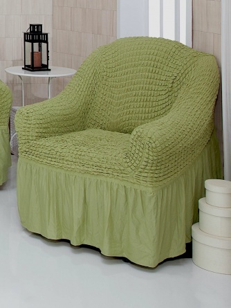 Чехол на кресло с оборкой Venera, цвет оливковый фото 3