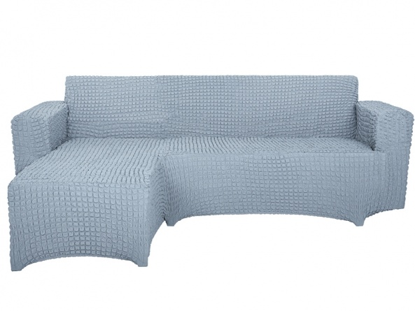 Чехол на угловой диван с оттоманкой CONCORDIA, выступ справа, цвет серый фото 1