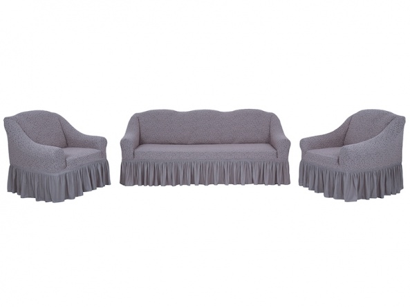 Комплект чехлов на трехместный диван и кресла Venera "Жаккард", цвет серо-бежевый, 3 предмета фото 2