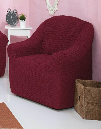 Чехол на кресло без оборки Venera, цвет бордовый фото 2