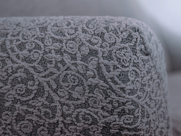 Чехол на трёхместный диван с оборкой Venera "Жаккард", цвет серо-бежевый фото 8