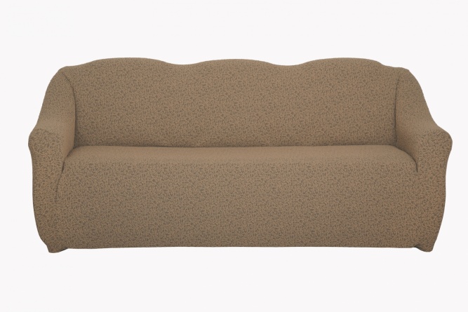 Чехол на трёхместный диван без оборки Venera "Жаккард", цвет бежевый фото 1