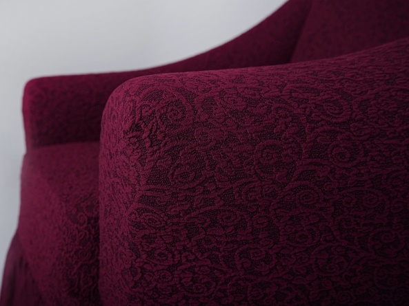 Комплект чехлов на трехместный диван и кресла Venera "Жаккард", цвет бордовый, 3 предмета фото 5
