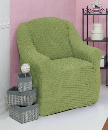 Чехол на кресло без оборки Venera, цвет оливковый фото 1