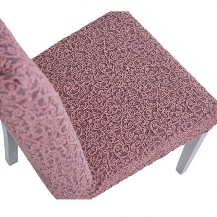 Чехол на стул без оборки Venera "Жаккард", цвет пудровый, 1 предмет фото 3