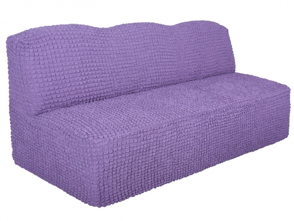 Чехол на трехместный диван без подлокотников и оборки Venera, цвет сиреневый фото 2
