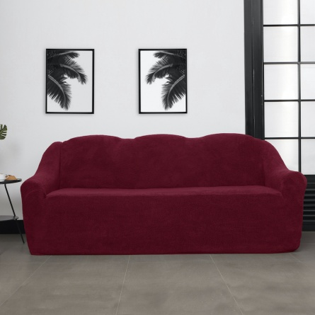 Чехол на трёхместный диван плюшевый Venera, цвет бордовый фото 1