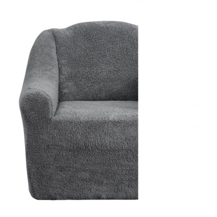 Чехол на трёхместный диван плюшевый Venera, цвет темно-серый фото 2
