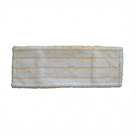 Насадка на швабру плоская,40х13 см, микрофибра, ухо+карман, белый с желтой полосой фото 1