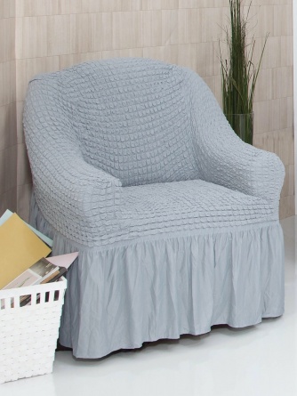 Чехол на кресло с оборкой Venera, цвет серый фото 2