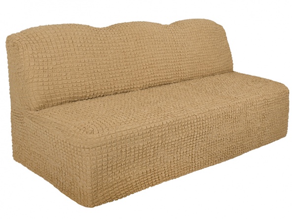 Чехол на трехместный диван без подлокотников и оборки Venera, цвет светло-коричневый фото 4