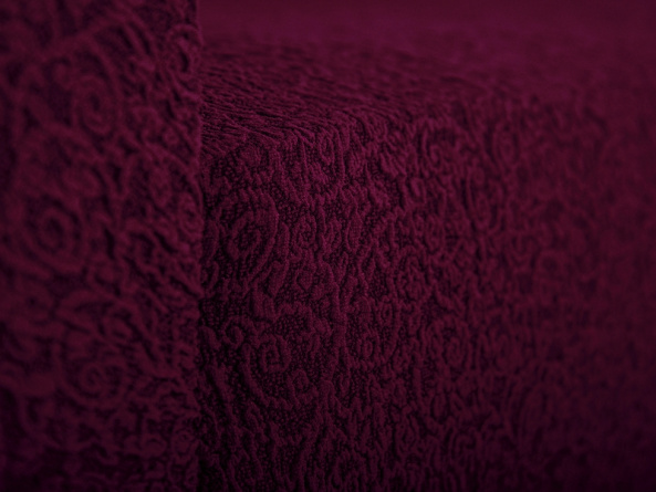 Чехол на угловой диван с оборкой Venera "Жаккард", цвет бордовый фото 2