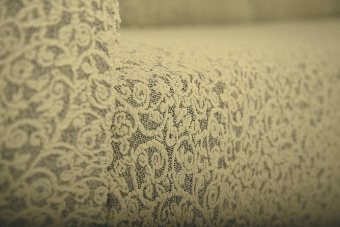 Комплект чехлов на угловой диван и кресло с оборкой Venera "Жаккард", цвет светло-бежевый фото 7