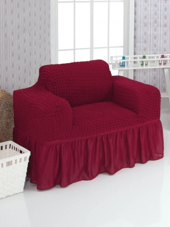 Чехол на кресло с оборкой Venera, цвет бордовый фото 1